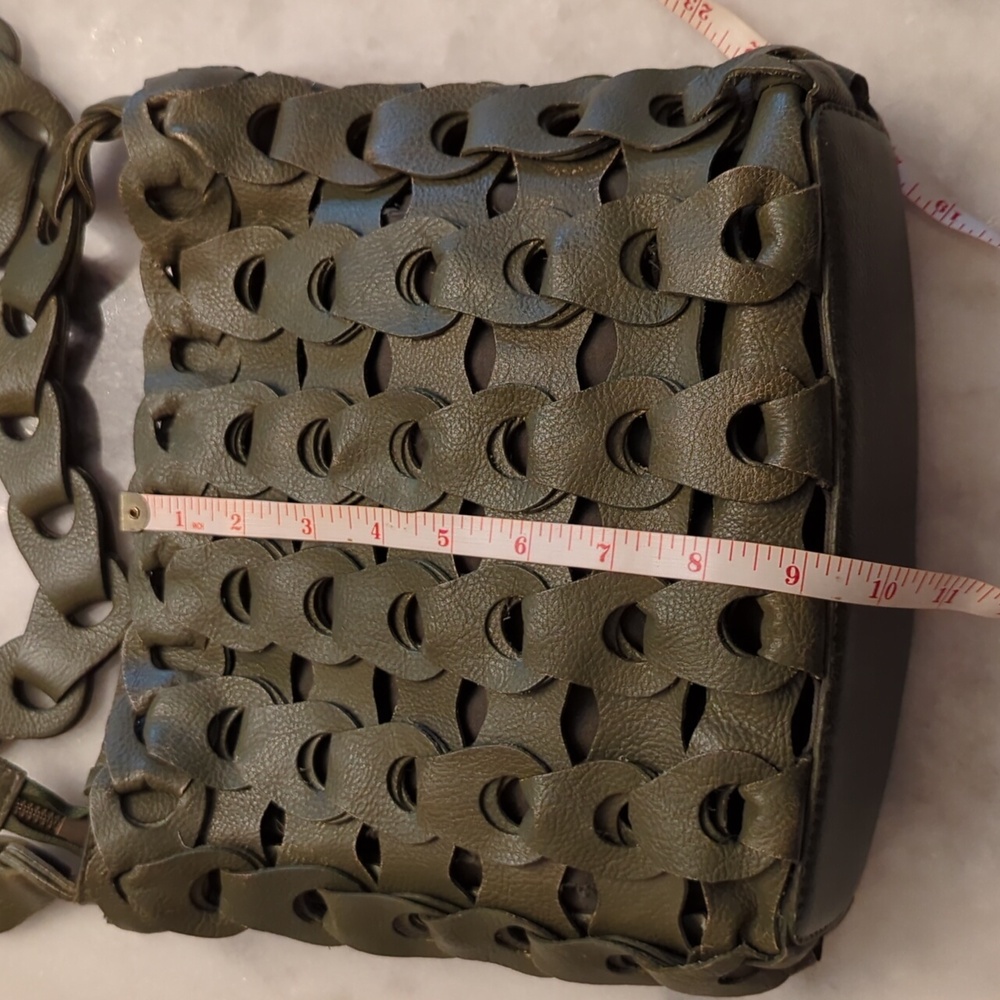 Anthropologie Looped Leather Crossbody Bag In Olive Green - Picture 4 of 14